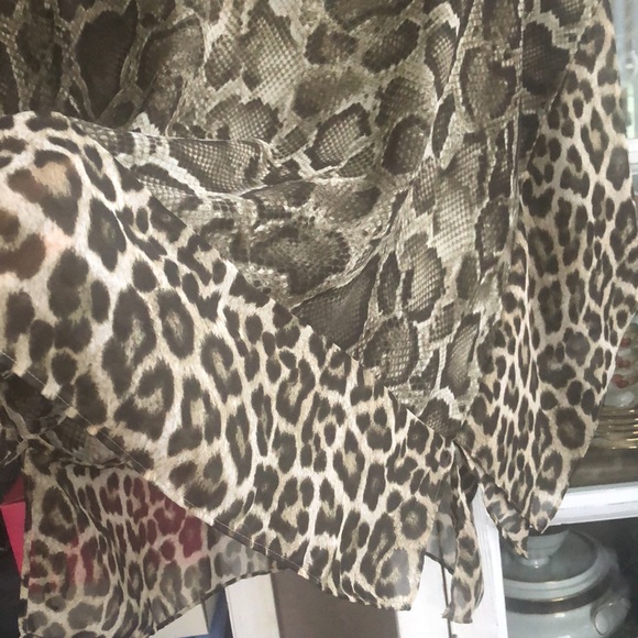 NWOT MICHAEL MICHAEL KORS Sheer Leopard Snake Print Top, L/XL - Picture 2 of 4